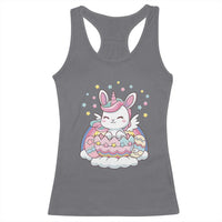 Funny Easter Unicorn Bunny Easter Eggs Racerback Tank Top