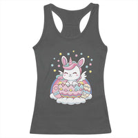 Funny Easter Unicorn Bunny Easter Eggs Racerback Tank Top