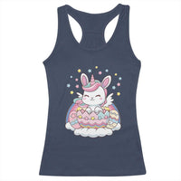 Funny Easter Unicorn Bunny Easter Eggs Racerback Tank Top