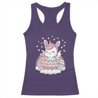 Funny Easter Unicorn Bunny Easter Eggs Racerback Tank Top