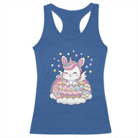 Funny Easter Unicorn Bunny Easter Eggs Racerback Tank Top