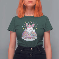 Funny Easter Unicorn Bunny Easter Eggs T Shirt For Women