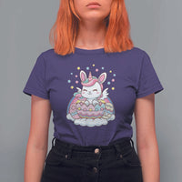 Funny Easter Unicorn Bunny Easter Eggs T Shirt For Women