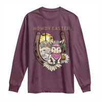 Funny Western Easter Day Long Sleeve Shirt Howdy Easter Country Cowboy Bunny Horseshoe