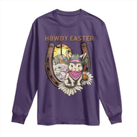 Funny Western Easter Day Long Sleeve Shirt Howdy Easter Country Cowboy Bunny Horseshoe