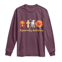 Funny Greek Orthodox Easter Day Long Sleeve Shirt Christ Is Risen Tsoureki Red Egg Sheep