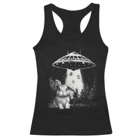 Funny Easter Day UFO Bunny Alien Eggs Racerback Tank Top