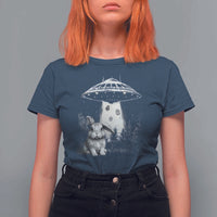 Funny Easter Day UFO Bunny Alien Eggs T Shirt For Women
