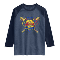 Arepa Power Venezuela Baseball Lover Raglan Shirt Venezuelan Pride