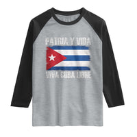 Patria y Vida Cuba Libre Raglan Shirt Freedom Patriotic Cuban Flag