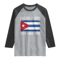 Patria y Vida Cuba Libre Raglan Shirt Freedom Patriotic Cuban Flag