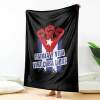 Patria y Vida Cuba Libre Throw Blanket Cuba Flag Fist Freedom Movement