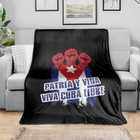 Patria y Vida Cuba Libre Throw Blanket Cuba Flag Fist Freedom Movement