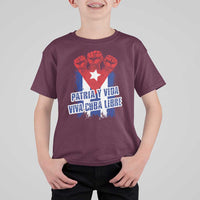 Patria y Vida Cuba Libre T Shirt For Kid Cuba Flag Fist Freedom Movement