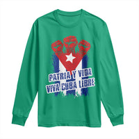 Patria y Vida Cuba Libre Long Sleeve Shirt Cuba Flag Fist Freedom Movement