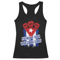 Patria y Vida Cuba Libre Racerback Tank Top Cuba Flag Fist Freedom Movement