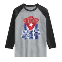 Patria y Vida Cuba Libre Raglan Shirt Cuba Flag Fist Freedom Movement