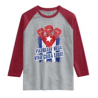 Patria y Vida Cuba Libre Raglan Shirt Cuba Flag Fist Freedom Movement