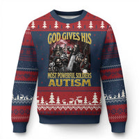 God Gives His Most Powerful Soldiers Autism Ugly Christmas Sweater Funny Hard Skeleton Meme