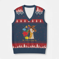 Autism Awareness Jesus V-Neck Knit Sweater Vest Oh How He Loves Us Christian Bible Verse