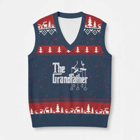 The Grandfather V-Neck Knit Sweater Vest Funny Grandpa Italian Mafia Style Father's Day