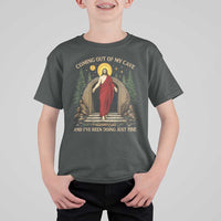 Jesus Coming Out Of My Cave And I Have Been Doing Just Fine T Shirt For Kid Funny Christian Easter