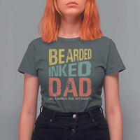 Funny Bearded Inked Dad Like A Normal Dad But Badass T Shirt For Women Father's Day