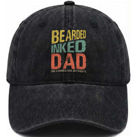 Funny Bearded Inked Dad Like A Normal Dad But Badass Washed Cotton Baseball Cap Father's Day