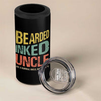 Funny Bearded Inked Uncle Like A Normal Uncle But Badass 4 in 1 Can Cooler Tumbler Father's Day