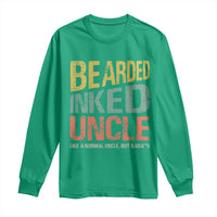 Funny Bearded Inked Uncle Like A Normal Uncle But Badass Long Sleeve Shirt Father's Day