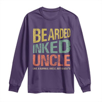 Funny Bearded Inked Uncle Like A Normal Uncle But Badass Long Sleeve Shirt Father's Day