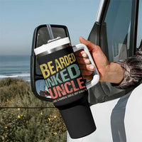 Funny Bearded Inked Uncle Like A Normal Uncle But Badass Tumbler With Handle Father's Day