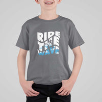 Surfing T Shirt For Kid Ride The Wave Surfer Boardsport Wave - Wonder Print Shop
