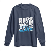 Surfing Long Sleeve Shirt Ride The Wave Surfer Boardsport Wave - Wonder Print Shop