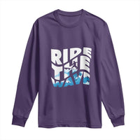 Surfing Long Sleeve Shirt Ride The Wave Surfer Boardsport Wave - Wonder Print Shop