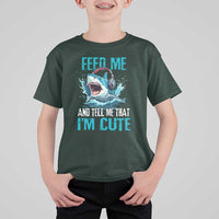 Shark Lover T Shirt For Kid Feed Me And Tell Me That I'm Cute Ocean - Wonder Print Shop