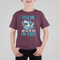 Shark Lover T Shirt For Kid Feed Me And Tell Me That I'm Cute Ocean - Wonder Print Shop