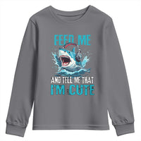 Shark Lover Youth Sweatshirt Feed Me And Tell Me That I'm Cute Ocean - Wonder Print Shop
