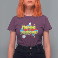 Teachers T Shirt For Women Teaching Is My Super Power Retro Comic - Wonder Print Shop