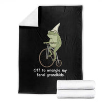 Off To Wrangle My Feral Grandkids Funny Grandparents Frog Throw Blanket