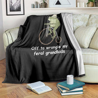 Off To Wrangle My Feral Grandkids Funny Grandparents Frog Throw Blanket