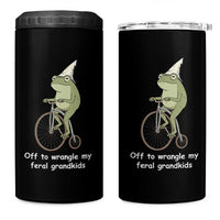 Off To Wrangle My Feral Grandkids Funny Grandparents Frog 4 in 1 Can Cooler Tumbler