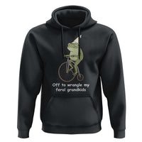 Off To Wrangle My Feral Grandkids Funny Grandparents Frog Hoodie