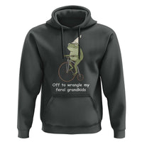 Off To Wrangle My Feral Grandkids Funny Grandparents Frog Hoodie