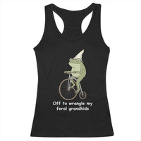 Off To Wrangle My Feral Grandkids Funny Grandparents Frog Racerback Tank Top