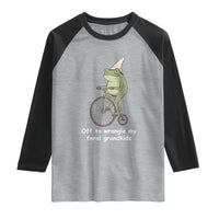 Off To Wrangle My Feral Grandkids Funny Grandparents Frog Raglan Shirt