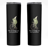 Off To Wrangle My Feral Grandkids Funny Grandparents Frog Skinny Tumbler