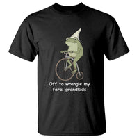 Off To Wrangle My Feral Grandkids Funny Grandparents Frog T Shirt