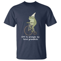 Off To Wrangle My Feral Grandkids Funny Grandparents Frog T Shirt