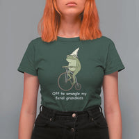 Off To Wrangle My Feral Grandkids Funny Grandparents Frog T Shirt For Women